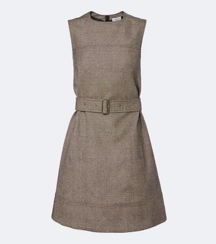 Belted checked wool and linen-blend minidress - Burberry - Modalova