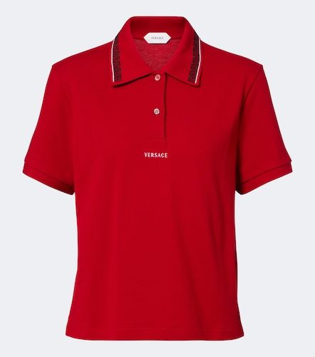 Polo Greca de piqué de algodón - Versace - Modalova