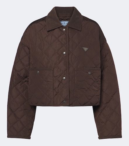 Giacca cropped in Re-Nylon con velluto a coste - Prada - Modalova