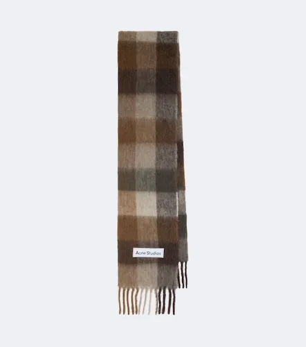 Bufanda en mezcla de alpaca y lana a cuadros con flecos - Acne Studios - Modalova