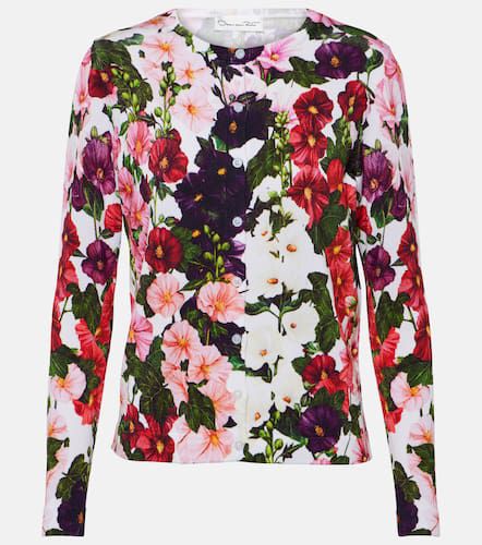 Floral cotton-blend cardigan - Oscar de la Renta - Modalova