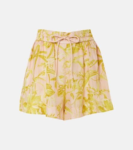 Golden Relaxed floral silk satin shorts - Zimmermann - Modalova