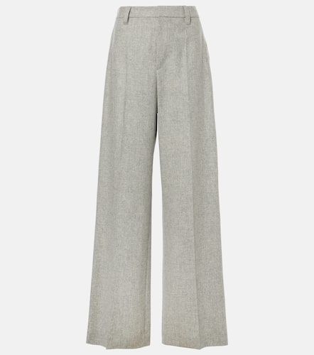 Wool and cashmere flannel wide-leg pants - Brunello Cucinelli - Modalova