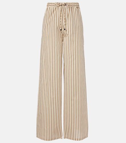 Pantaloni a gamba larga in cotone e seta a righe - Max Mara - Modalova