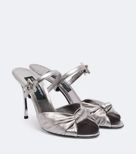 Embellished metallic leather mules - Dolce&Gabbana - Modalova