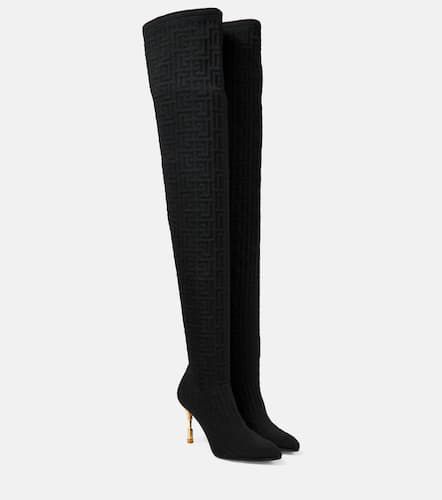 Moneta monogram mesh over-the-knee boots - Balmain - Modalova