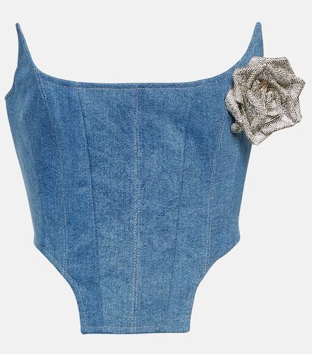 Floral-appliquÃ© denim bustier - Giuseppe di Morabito - Modalova