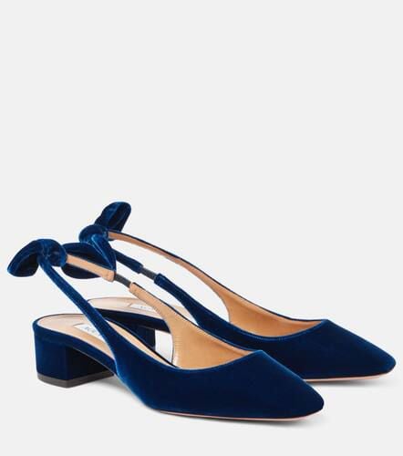 Very Bow Tie 35 velvet slingback pumps - Aquazzura - Modalova