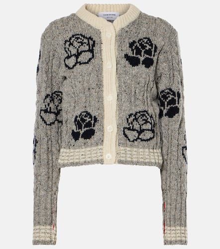 Rose wool and mohair intarsia cardigan - Thom Browne - Modalova