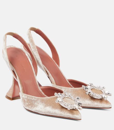 Begum 95 embellished velvet slingback pumps - Amina Muaddi - Modalova