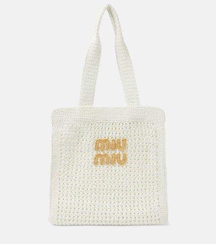 Borsa Medium in crochet con logo - Miu Miu - Modalova