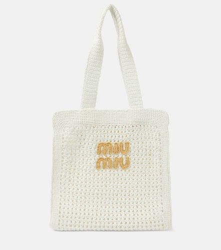 Medium logo crochet tote bag - Miu Miu - Modalova