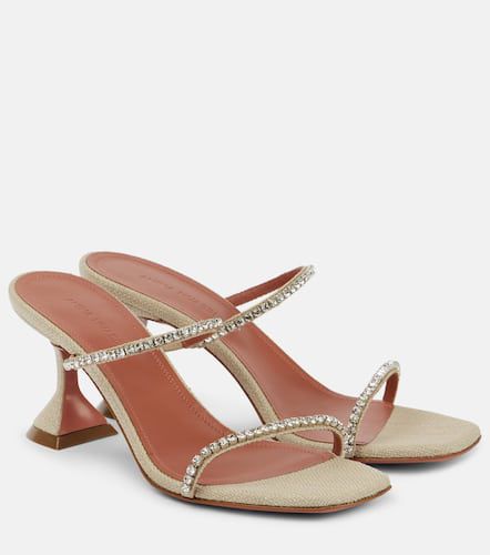 Gilda Glass 70 embellished canvas sandals - Amina Muaddi - Modalova