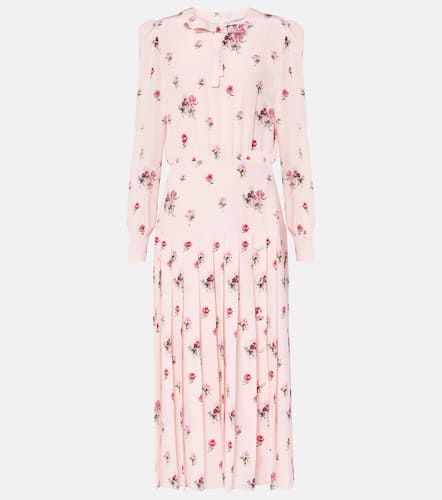 Floral pleated silk midi dress - Alessandra Rich - Modalova