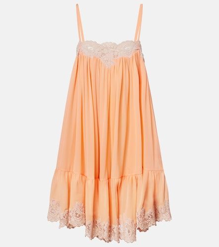 Chloé Vestido corto de georgette de seda con encaje - Chloe - Modalova