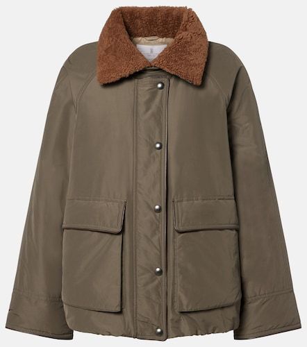 Shearling-trimmed cotton-blend jacket - Brunello Cucinelli - Modalova
