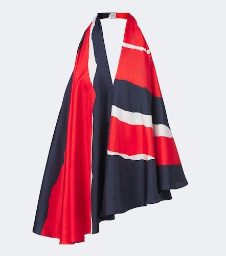 Printed halterneck silk twill top - Loewe - Modalova