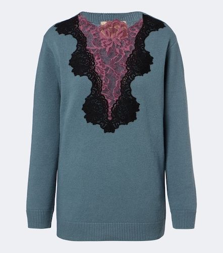Pullover aus Schurwolle mit Spitze - Valentino - Modalova