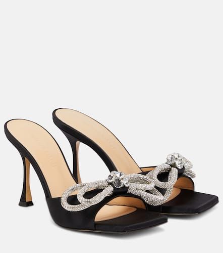 Double Bow embellished satin mules - Mach & Mach - Modalova