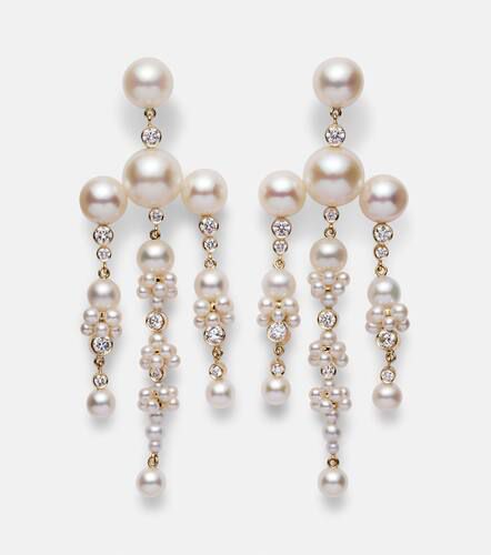 Jardin de RÃªve 14kt gold earrings with diamonds and pearls - Sophie Bille Brahe - Modalova