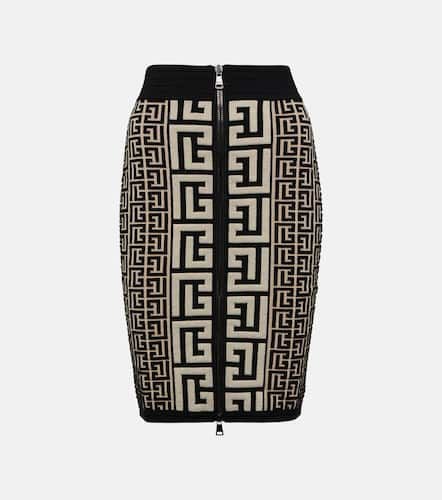 Monogram wool-blend miniskirt - Balmain - Modalova