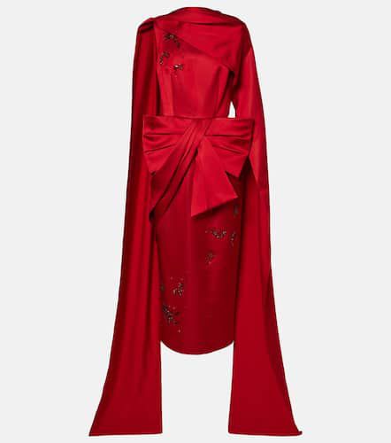 Draped bow-detail embellished satin gown - Erdem - Modalova