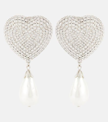 Embellished faux pearl clip-on earrings - Alessandra Rich - Modalova