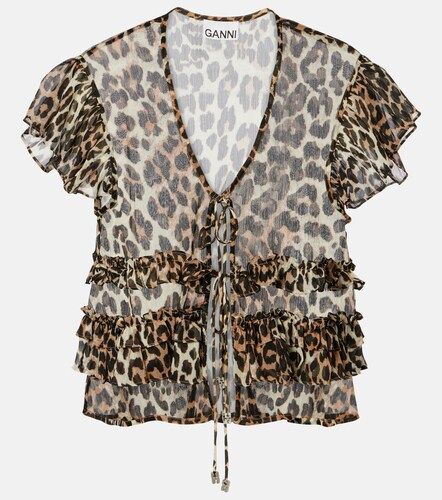 Blusa in chiffon con volant e stampa - Ganni - Modalova