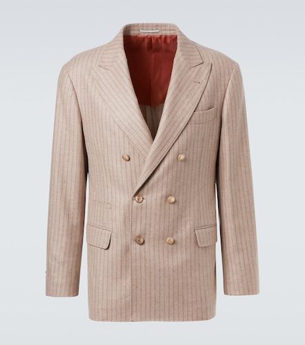 Blazer in cashmere e seta a righe - Brunello Cucinelli - Modalova