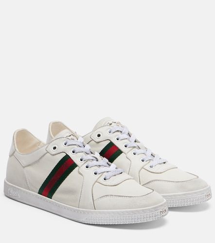Stretch Web Stripe leather sneakers - Gucci - Modalova