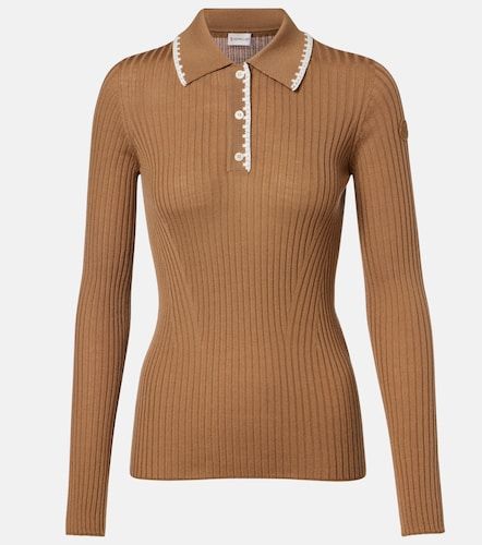 Ribbed-knit virgin wool polo sweater - Moncler - Modalova