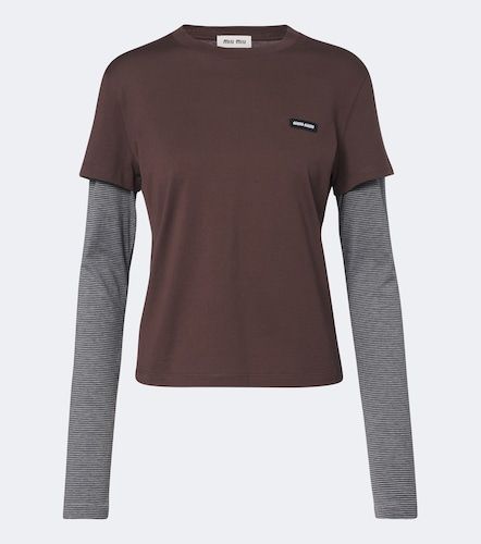 Camiseta de algodón a capas - Miu Miu - Modalova