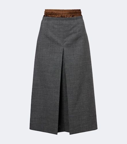 Layered pleated wool midi skirt - Prada - Modalova