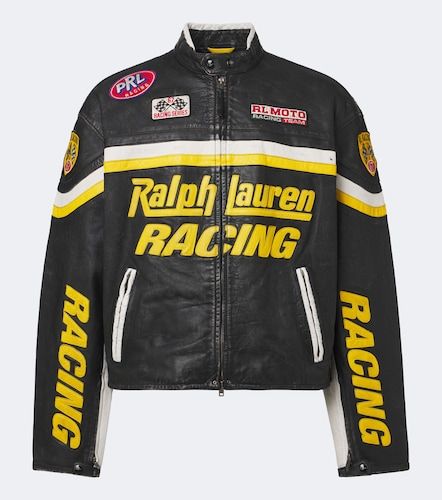 Giacca in pelle con patch - Polo Ralph Lauren - Modalova