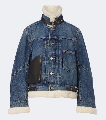 Sacai Leather-trimmed denim jacket - Sacai - Modalova