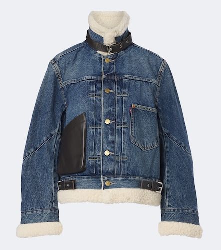 Sacai Leather-trimmed denim jacket - Sacai - Modalova