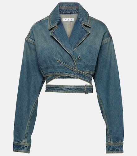 AlaÃ¯a Cropped denim wrap jacket - Alaia - Modalova