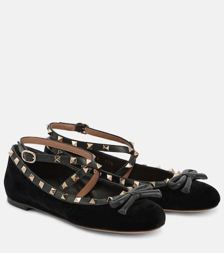 Rockstud velvet ballet flats - Valentino Garavani - Modalova