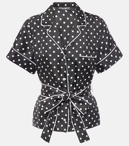 Camicia pigiama in twill di seta a pois - Dolce&Gabbana - Modalova