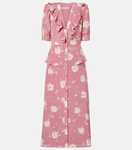 Floral ruffled silk midi dress - Alessandra Rich - Modalova
