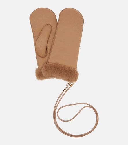Sand shearling-lined mittens - Max Mara - Modalova