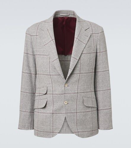 Checked silk, wool, and cashmere blazer - Brunello Cucinelli - Modalova