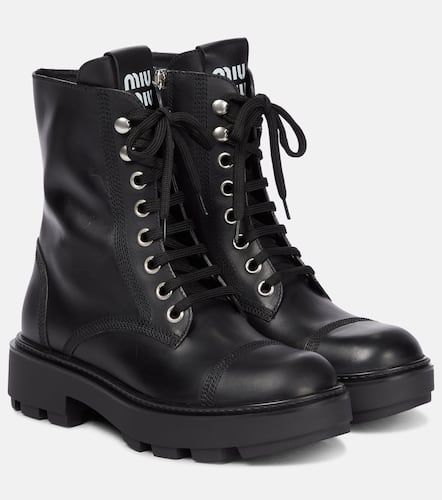 Miu Miu Botas de combate de piel - Miu Miu - Modalova