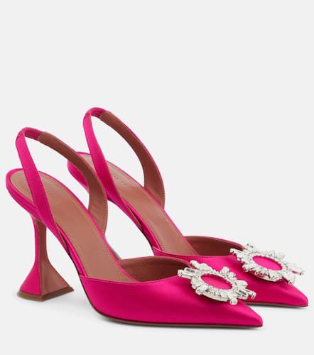 Begum embellished satin slingback pumps - Amina Muaddi - Modalova