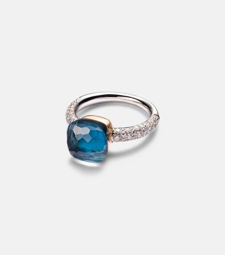 Anillo de oro blanco y rosa de 18 ct con topacio y diamantes - Pomellato - Modalova