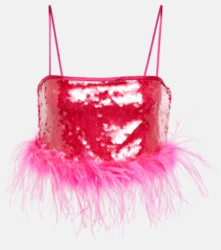 Top cropped con piume e paillettes - Giuseppe di Morabito - Modalova