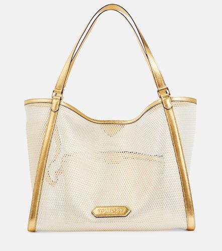 Leather-trimmed mesh tote bag - Tom Ford - Modalova