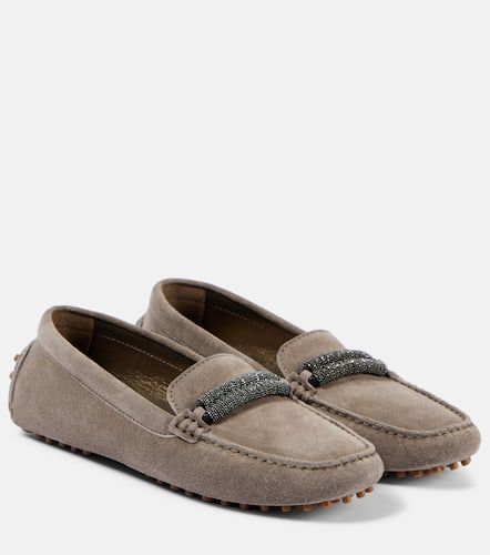 Monili-embellished suede loafers - Brunello Cucinelli - Modalova