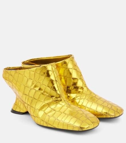 Croc-effect leather wedge mules - Dries Van Noten - Modalova