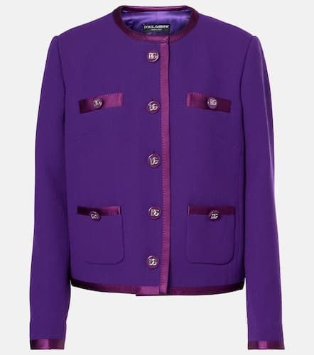 DG satin-trimmed wool-blend crÃªpe jacket - Dolce&Gabbana - Modalova